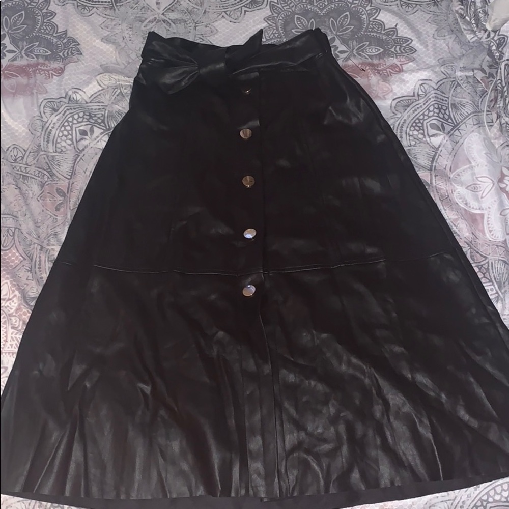 Zara Midi Faux Leather Skirt